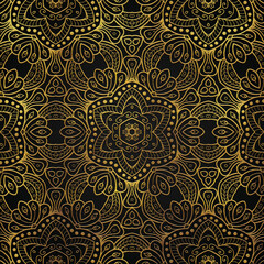 Golden abstract mandala luxury style pattern design