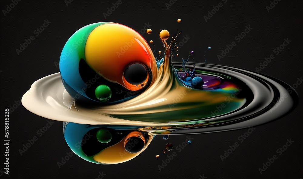 Poster a colorful object floating on top of a body of water. generative ai