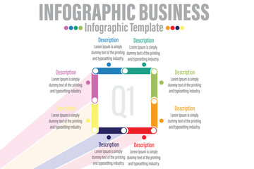 8 Steps modern Timeline diagram calendar with Yearly workflow and 4 squares, presentation vector infographic. Infographic template for business.