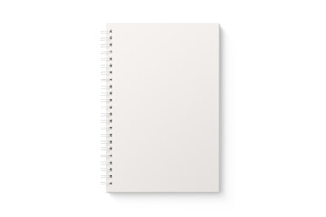 Spiral bound notebook mockup template with white paper cover isolated on a transparent background, PNG. High resolution. - obrazy, fototapety, plakaty