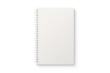 Poster Spiral bound notebook mockup template with white paper cover isolated on a transparent background, PNG. High resolution. © PrimeMockup