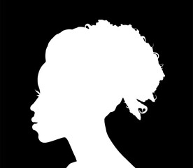 Silhouette of a black women seen from the side