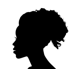 Fototapeta na wymiar Silhouette of a black women seen from the side, vector clip art