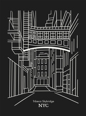 Tribeca skybridge New York city real estate neighborhood line art