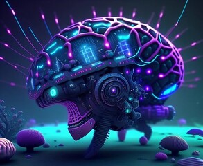Fototapeta premium neural network connectivity in the brain's digital