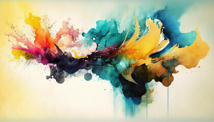 Colored paint splash isolated on black background. Ai generative.