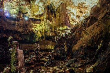 Inside touristic Prometheus Cave at Tskaltubo, Imereti region, Georgia