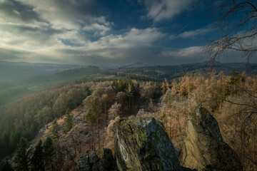 Landscape near Semnicka rock in cold winter morning