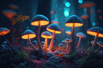 Fototapeta premium Magic mushrooms in magic forest