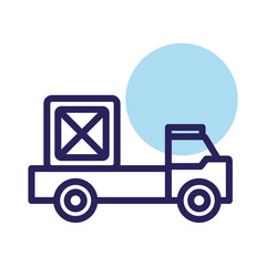 shipping truck png icon in lines with transparent background