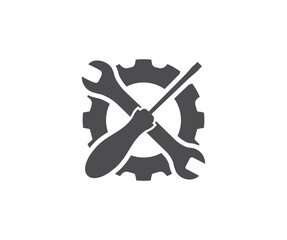 Spanner logo design element. Key tool, tools. Tools and Service. Settings and repair, service vector design and illustration.
