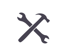 Wrench and hammer, tools icon design. Construction, fix, repair, settings, build, engineer, engineering, architect, architecture, tools, builder vector design and illustration.