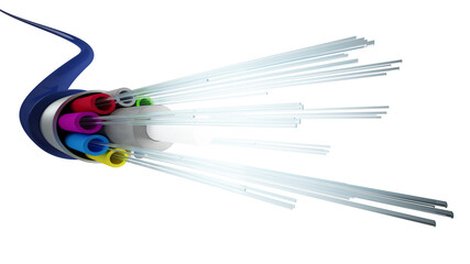 Internet fiber cable technology that transmits large amounts of data at very high speed. 3d render
