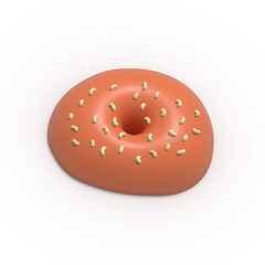 Glazed Donut 3d realistic design set of elements. Sweet food, donuts with sprinkle. 3d illustration isolated on white background with alpha channel.