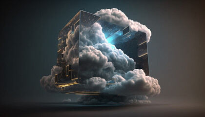 Futuristic_Cloud_computing_technology_concept.Generative AI.