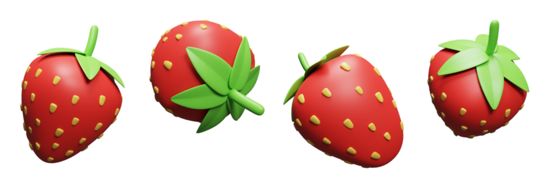 3d render colorful strawberry with transparent background
