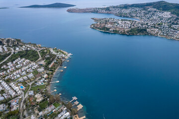 Obraz premium Drone view of Gundogan district beach, Bodrum, Turkey