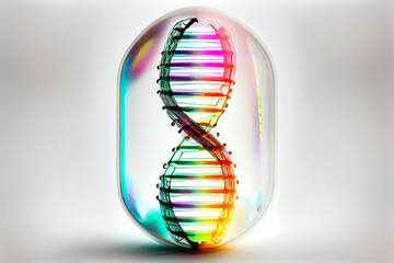 Modern medicine with DNA structure inside pill concept