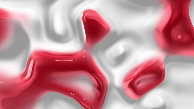 Abstract white red liquid surface relief motion concept flowing animation.