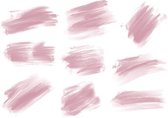 Different watercolor pink paint brush strokes set. Artistic design elements, watercolor background vector illustration