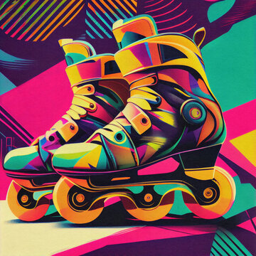 Retro Inline Roller Skates Pop Art 80s Vibe 