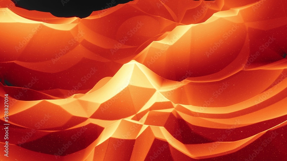 Poster 3d render. beautiful abstract 3d surface with glitter sparkles, abstract 3d waves on surface. red or