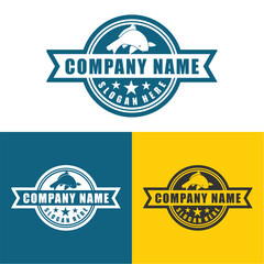 Modern, vintage Fish logo design vector