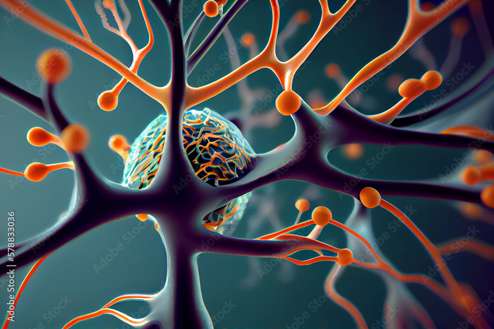 Fototapete the process of neuroplasticity, showing how new neural pathways are formed through repeated use and 