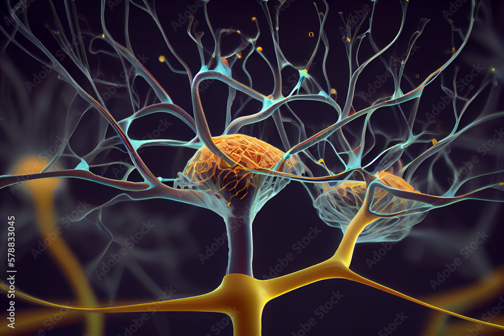 Fototapete the process of neuroplasticity, showing how new neural pathways are formed through repeated use and 