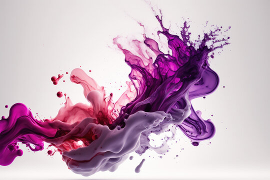 Pink and purple fluid light painted abstract texture, concept art smoke background, generative ai