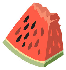 Cartoon watermelon icon. Summer juicy fruit slice