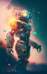 Fototapeta na wymiar Digital Illustration of a Futuristic Robot