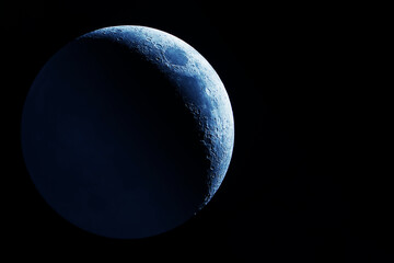 The moon in space on a dark background. Elements of this image furnishing NASA.