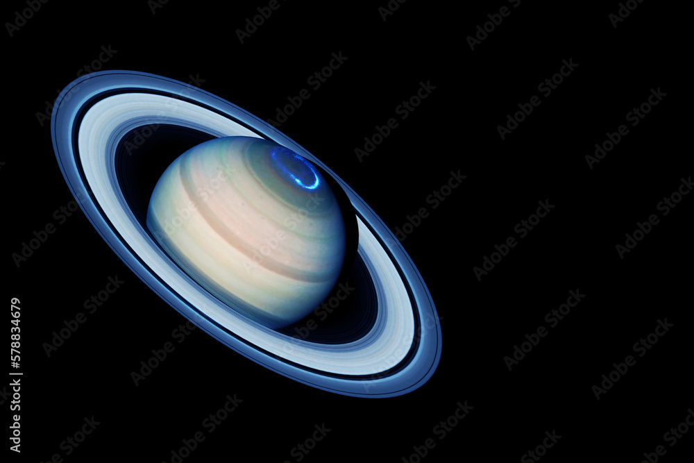 Sticker planet saturn on a dark background. elements of this image furnishing nasa.