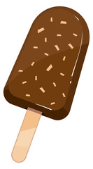 Chocolate ice cream bar. Cartoon sweet summer dessert