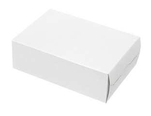 Blank white closed cardboard box isolated on transparent background