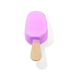 Strawberry ice cream on a stick on white background