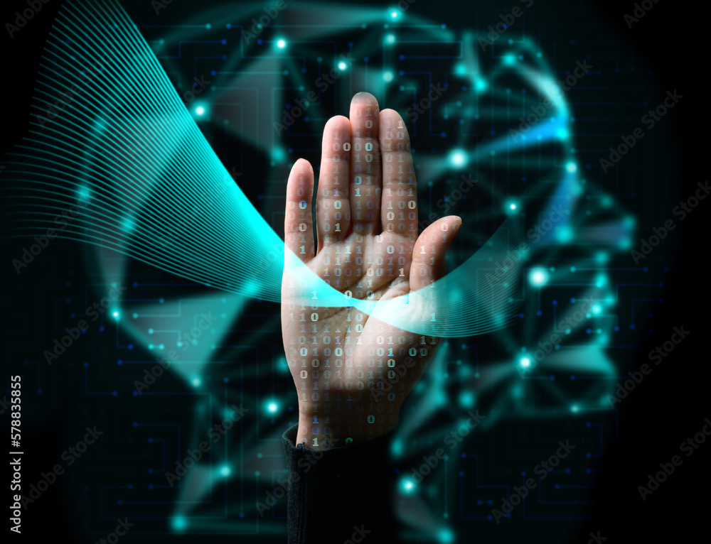 Aufkleber Artificial intelligence training based on the available information. Processing of arrays of information