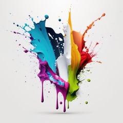 Splashes of liquid, multi-colored paint