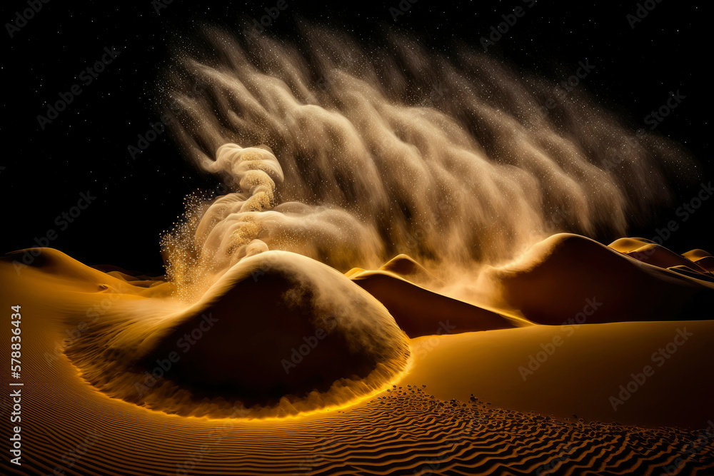 Poster pattern of sand blowing by wind ,made with generative ai