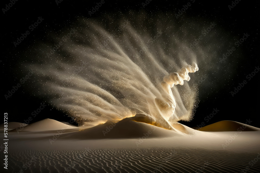 Poster pattern of sand blowing by wind ,made with generative ai