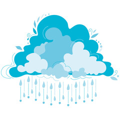Cloud with raindrops, vector illustration in flat style