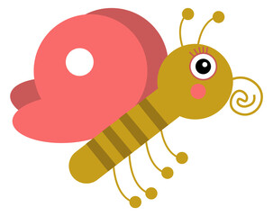 Butterfly character. Cartoon funny moth. Flying bug