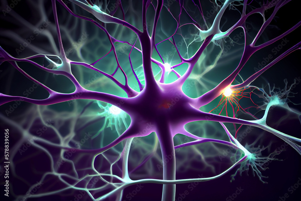 Aufkleber The process of neuroplasticity, showing how new neural pathways are formed through repeated use and strengthening. Generative AI technology.