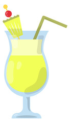 Pina colada icon. Alcohol fruit cocktail drink