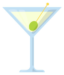 Martini icon. Cocktail alcohol drink with olive