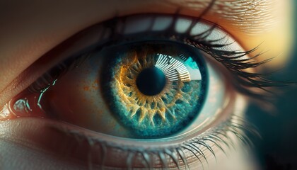 Close-up of female eyeball, generative AI