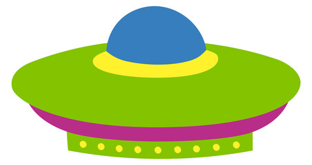 Ufo icon. Bright color alien space craft