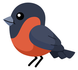 Bullfinch icon. Cartoon winter bird. Funny animal