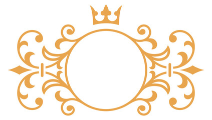 Royal round monogram template. Flourish decorative logo
